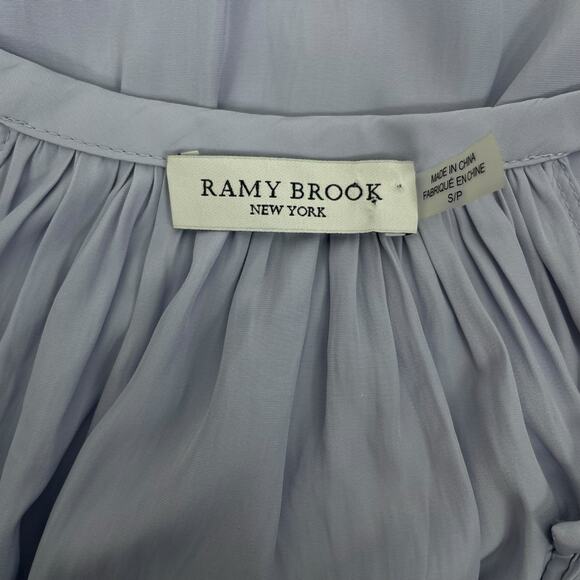 Ramy Brook Eileen Cold Shoulder Satin Mini Dress Light Blue Size S - Picture 11 of 12